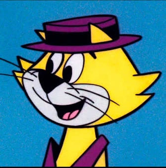 Classic animated Top Cat wearing his purple hat